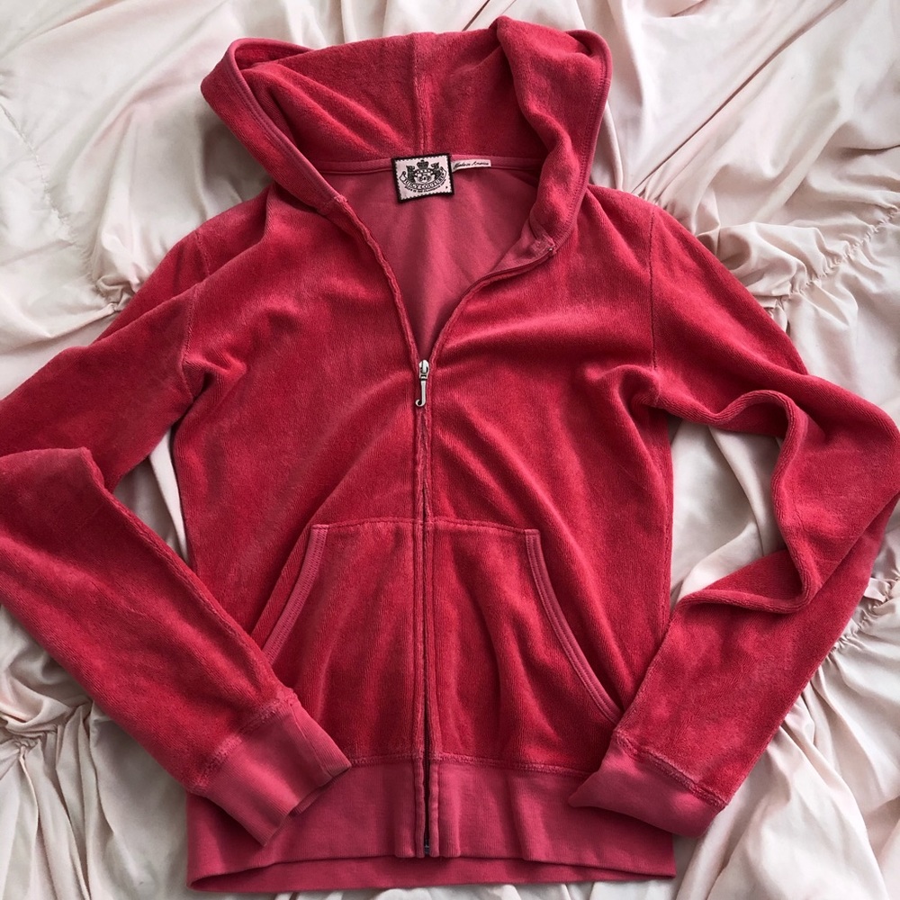 Juicy Couture pink terry cloth zip up sweater